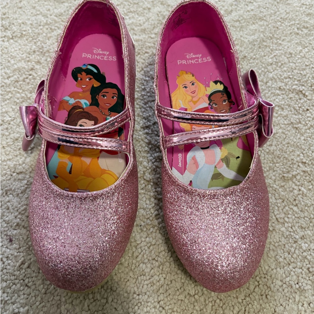 Disney Princess Girls' Pink Glitter Mary Jane Shoes